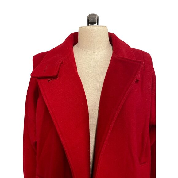 Vintage 1980s International Scene Red Pure Wool Double-Breasted Coat - Picture 5 of 16